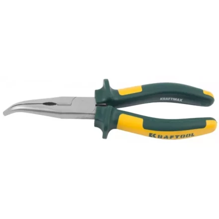 Тонкогубцы KRAFTOOL&quot;KRAFT-MAX&quot;,изогнутые,Cr-Mo,маслобензост двухкомп рукоятки,шарнирное соединение с повыш износост,200мм 22011-4-20 купить в Ижевске