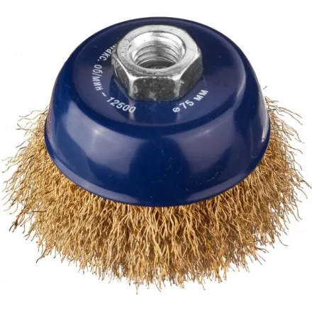 DEXX. Щетка чашечная для УШМ, витая стальная латунированная проволока 0,3мм, 75ммхМ14 35103-075 купить в Ижевске