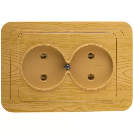 Розетка СВЕТОЗАР &quot;ГАММА&quot; без заземления, двойная, цвет ольха,16А/~250В SV-54102-A купить в Ижевске