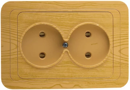 Розетка СВЕТОЗАР &quot;ГАММА&quot; без заземления, двойная, цвет ольха,16А/~250В SV-54102-A купить в Ижевске