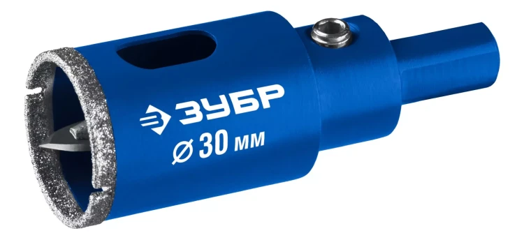 ЗУБР АГК d 30 мм (центр. сверло, трехгр. хвост, Р60), Алмазная коронка, Профессионал (29850-30) купить в Ижевске