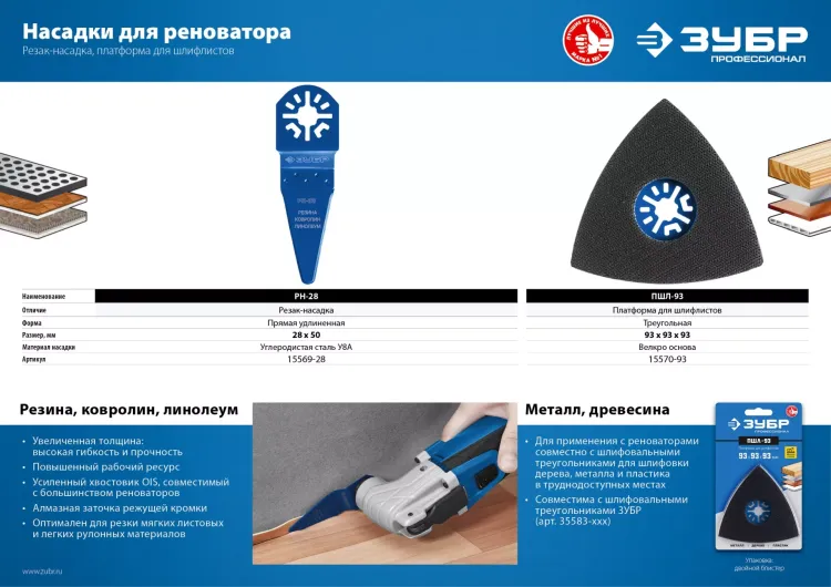 ЗУБР ПШЛ-93 UniLock, 93 х 93 х 93мм, OIS-хвост., платформа для шлифлистов, Профессионал (15570-93) купить в Ижевске