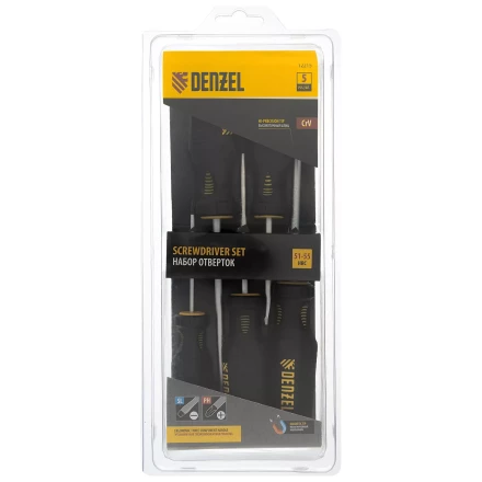 Набор отверток, 5 пр., CrV, трехкомпонентная рукоятка Denzel 12215 купить в Ижевске
