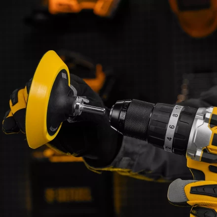 Тарелка опорная для дрели и УШМ с липучкой, 115 мм, мягкая, с адаптером c М14 на d8 Denzel 76247 купить в Ижевске