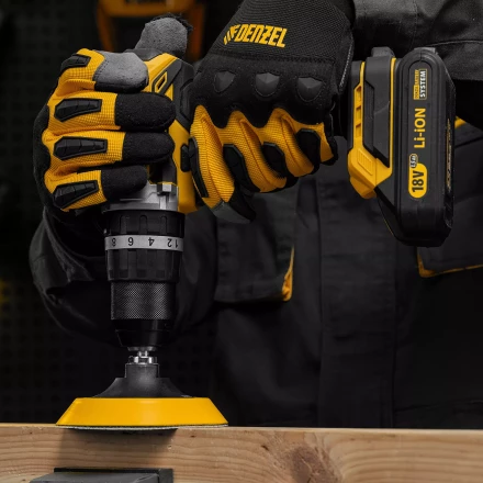 Тарелка опорная для дрели и УШМ с липучкой, 115 мм, мягкая, с адаптером c М14 на d8 Denzel 76247 купить в Ижевске