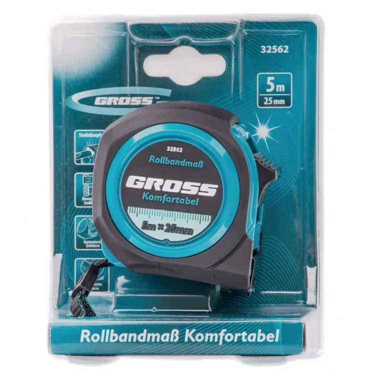 Рулетка Komfortabel 5 м х 25 мм обрезиненный корпус Gross 32562 купить в Ижевске