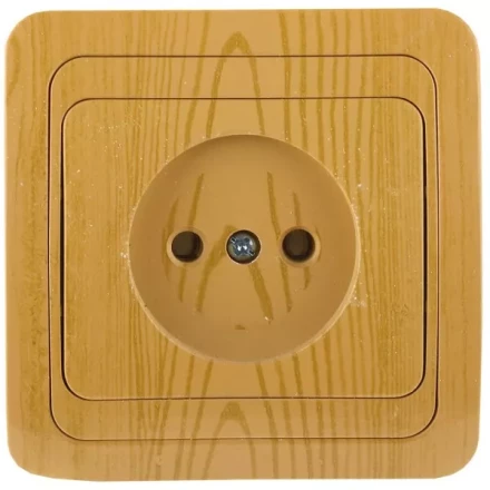 Розетка СВЕТОЗАР &quot;ГАММА&quot; без заземления, одинарная, цвет ольха, 16А/~250В SV-54100-A купить в Ижевске