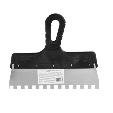 Шпатель из нержавеющей стали 250 мм зуб 10 х 10 мм пластмассовая ручка 85129 купить в Ижевске