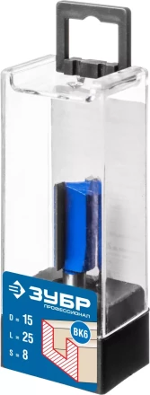 ЗУБР 15 x 25 мм, хвостовик 8 мм, фреза пазовая прямая, Профессионал (28753-15-25) купить в Ижевске