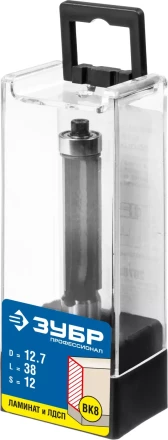 ЗУБР 12.7 x 38 мм, хвостовик 12 мм, фреза кромочная с нижним подшипником, Профессионал (28783-12.7-38-12) купить в Ижевске