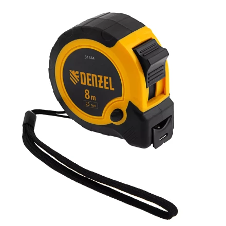 Рулетка Denzel 8м х 25мм, двухкомп. корпус, кнопка-пауза, 31544 купить в Ижевске