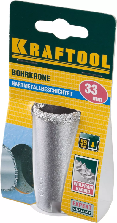 Коронка KRAFTOOL кольцевая с напылением из карбида вольфрама, 33мм 33401-33_z01 купить в Ижевске