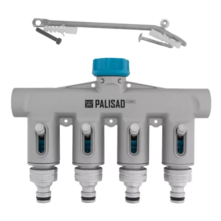 Разветвитель четырёхканальный Palisad 65833, с внутренней резьбой 3/4&quot;, алюминий, LUXE купить в Ижевске
