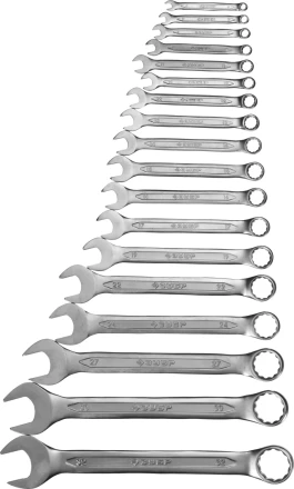 Набор ЗУБР &quot;МАСТЕР&quot;: Ключ гаечный комбинированный, Cr-V сталь, хромированный, 6-32мм, 18шт 27087-H18 купить в Ижевске