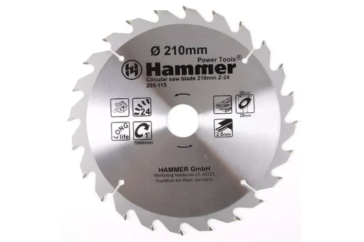 Диск пильный твердосплавный HAMMER Ф210х30мм 24зуб. купить в Ижевске