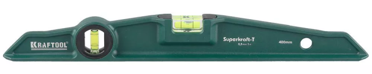 Уровень KRAFTOOL "SUPERKRAFT-T" литой, 2 ампулы, 0,5 мм/м, 400 мм 34717-040 купить в Ижевске