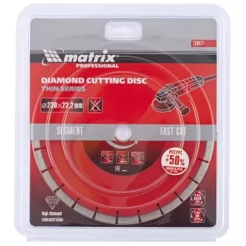 Диск алмазный отрезной сегментный ф230х22,2мм тонкий сухое резание MATRIX Professional 730677 купить в Ижевске
