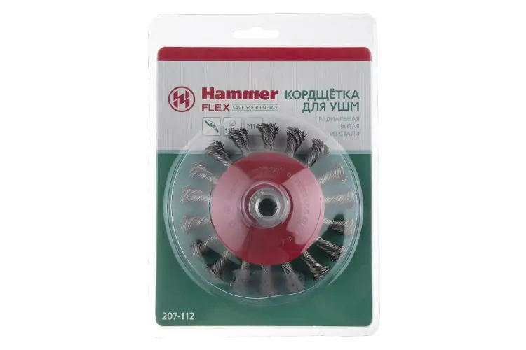 Кордщетка HAMMER тарелка 115мм для УШМ витая сталь (207-112) купить в Ижевске