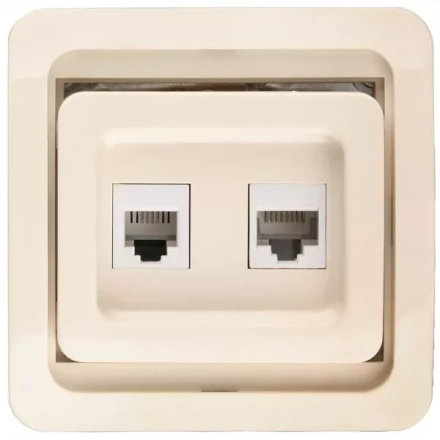 Розетка СВЕТОЗАР "ГАММА" комбинированная, телефонная + компьютерная, цвет бежевый SV-54119-B купить в Ижевске