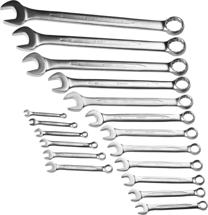 Набор ЗУБР &quot;ПРОФИ&quot;: Ключ гаечный комбинированный, Cr-V сталь, хромированный, 6-32мм, 18шт 27022-H18 купить в Ижевске