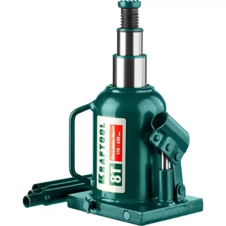 Домкрат гидравлический бутылочный &quot;Double Ram&quot;, сварной, телескопический, 8т, 170-430мм, KRAFTOOL 43463-8 43463-8 купить в Ижевске