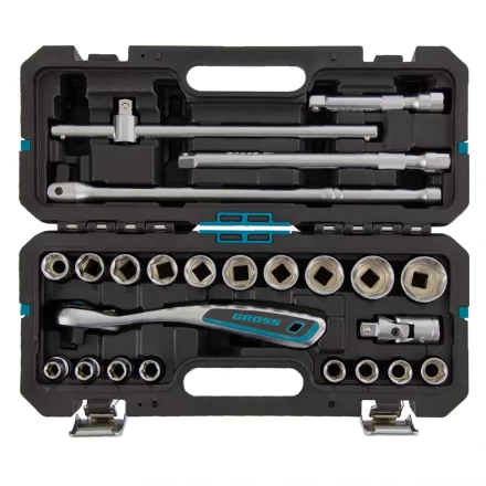 Набор инструментов 24 предмета, 120 зубьев, CrV, 1/2&quot; Gross 14147 купить в Ижевске