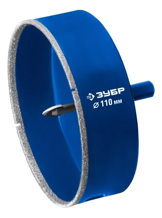ЗУБР АГК d 110 мм (центр. сверло, трехгр. хвост, Р60), Алмазная коронка, Профессионал (29850-110) купить в Ижевске
