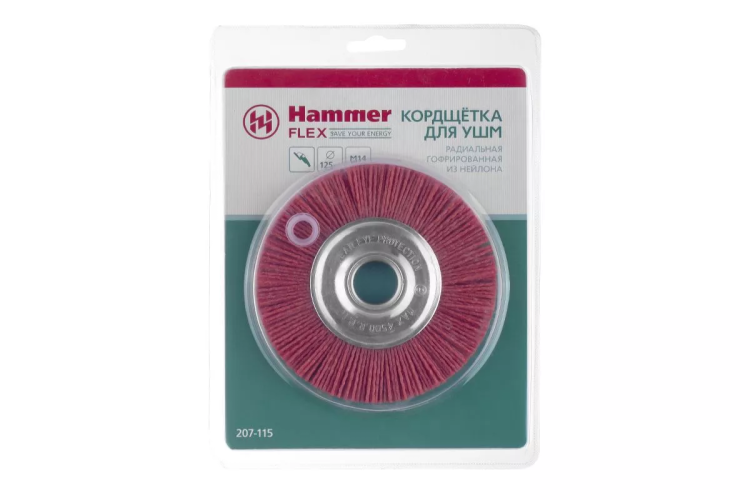 Кордщетка HAMMER плоская 125мм для УШМ нейлон (207-115) купить в Ижевске