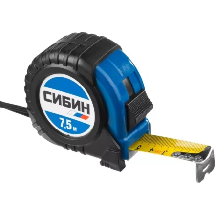 Рулетка СИБИН, обрезиненный пластиковый корпус, 7,5м/25мм 34019-08-25 купить в Ижевске
