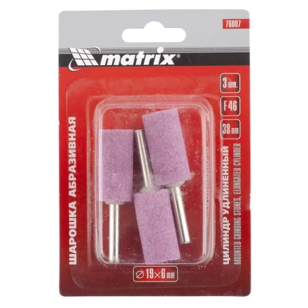 Шарошка абразивная цилиндр удлиненный 19 x 38 x 6 мм F46 3 штуки MATRIX 76007 купить в Ижевске