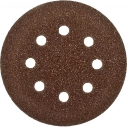 Круг шлифовальный ЗУБР "СТАНДАРТ" из абразивной бумаги на велкро основе, 8 отв., Р240, 125мм, 5шт 35350-125-240