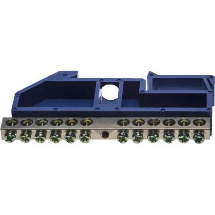 Шина СВЕТОЗАР нулевая на DIN-изоляторе, макс. ток 100А, 5,2мм, 12 полюсов 49807-12 купить в Ижевске