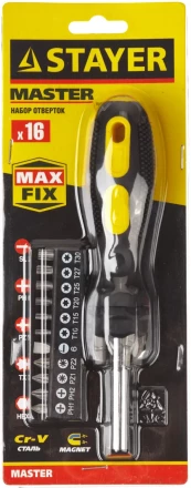 Набор STAYER &quot;MASTER&quot;: Отвертка-битодержатель, биты 25мм 15шт, 16 предметов 2545-H5_z01 купить в Ижевске