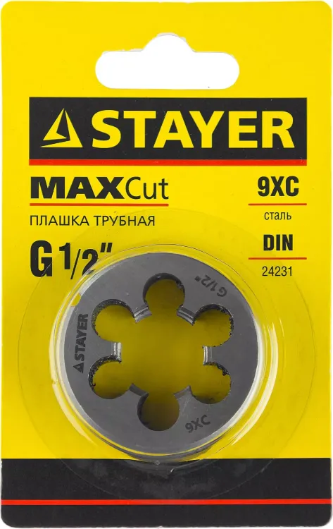 Плашка круглая ручная STAYER "MASTER", сталь 9ХС, для трубной резьбы G 1/2`` 28029-1/2 купить в Ижевске