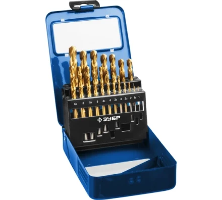 ЗУБР Кобальт, 19 шт, (1-10 мм), сталь Р6М5К5, класс А, мет.бокс, набор сверл по металлу, Профессионал (29626-H19) купить в Ижевске