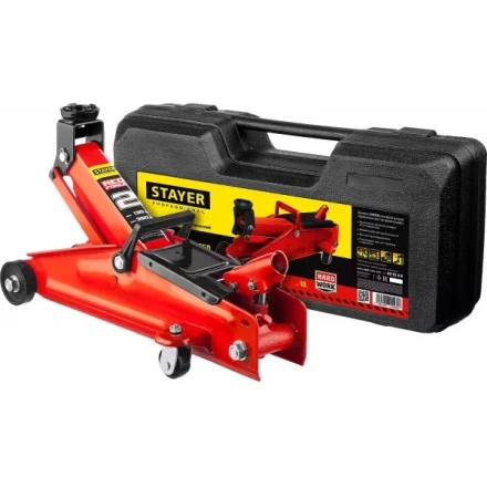 Домкрат гидравлический подкатной &quot;RED FORCE&quot;, 2т, 130-350мм, в кейсе, STAYER 43153-2-K 43153-2-K купить в Ижевске