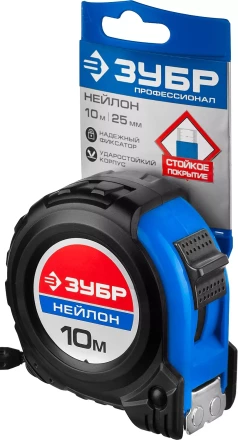 Рулетка ЗУБР &quot;НЕЙЛОН&quot;, нейлоновое покрытие, упрочненное полотно, ударопрочный обрезиненный корпус, 10м/25мм 34056-10-25_z01 купить в Ижевске
