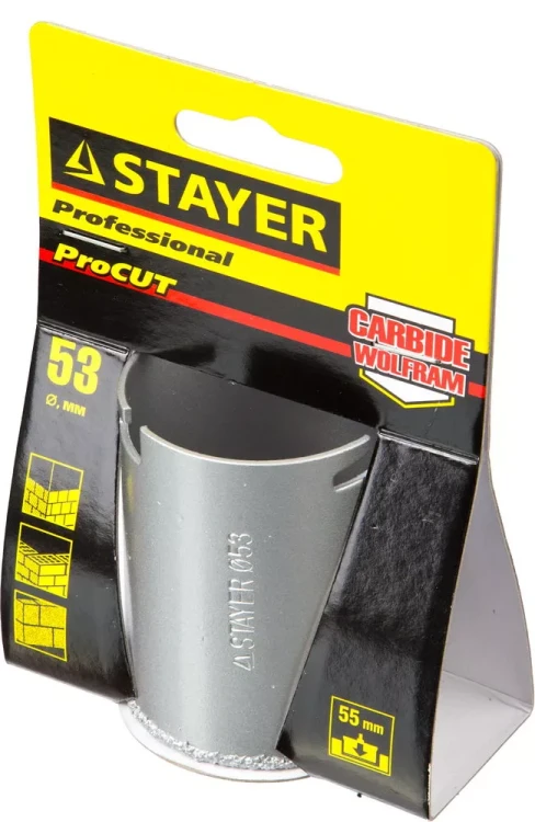 Коронка STAYER "PROFESSIONAL" кольцевая с карбидно-вольфрамовой крошкой, d=53мм 33345-53 купить в Ижевске