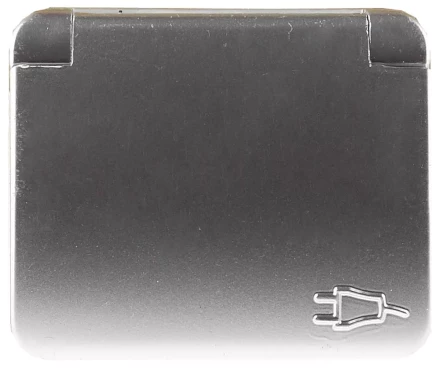 Розетка СВЕТОЗАР &quot;ГАММА&quot; с заземлением, одинарная с крышкой, без вставки и рамки, цвет светло-серый металлик, 16А/~250В SV-54110-SM купить в Ижевске