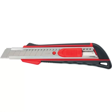 Нож 18мм, выдвижное лезвие, металлическая направляющая, эргономичная двухкомпонентная рукоятка MATRIX 78933 купить в Ижевске