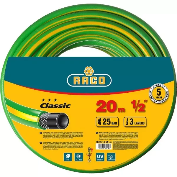 Шланг RACO CLASSIC поливочный, 25атм., армированный, 3-х слойный, 1/2"х20м 40306-1/2-20_z01 купить в Ижевске