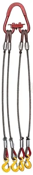 Строп канатный четырехветвевой 4СК 25 т L=3.5 м Звено РТ-3 с кч din 15.0 т опрессовка