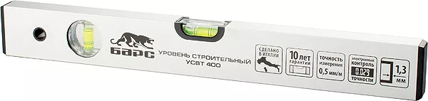 Уровень алюминиевый 1800 мм толщина профиля 1.3 мм 2 глазка  БАРС 35138 купить в Ижевске