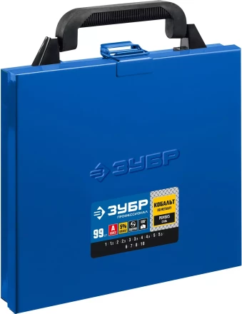 ЗУБР Кобальт, 99 шт, (1-10 мм), сталь Р6М5К5, класс А, мет.бокс, набор сверл по металлу, Профессионал (29626-H99) купить в Ижевске