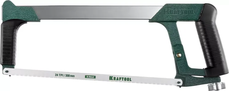 Ножовка по металлу KRAFTOOL "PRO-Kraft", 185 кг рычажное натяжение,обрезиненные рукоятки, биметаллическое полотно, 300 мм 15801_z01 купить в Ижевске