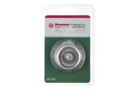Кордщетка HAMMER чаша 50мм для дрели гофрированная латунированная сталь (207-201) купить в Ижевске