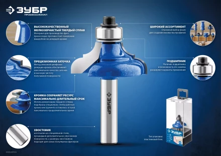 ЗУБР 24 x 25 мм, хвостовик 8 мм, фреза пазовая прямая, Профессионал (28753-24-25) купить в Ижевске