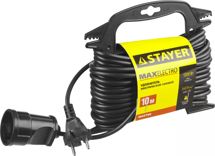 Удлинитель электрический "MAXElectro" на маленькой рамке, 10 м, 1 гнездо, STAYER 55014-10 купить в Ижевске