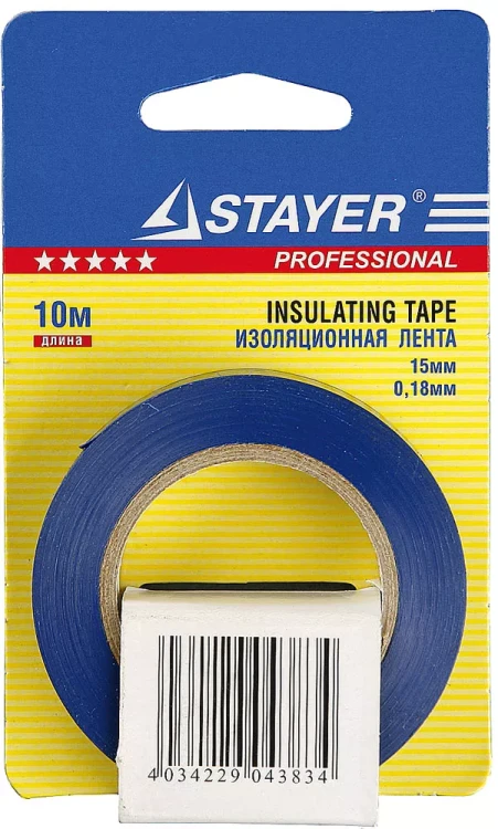 Изолента, STAYER Profi 12292-B-15-10, ПВХ, на карточке, 15мм х 10м х 0,18мм, синяя 12292-B-15-10 купить в Ижевске