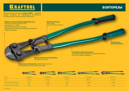 Болторез "Kayman", губки - хромомолибденовая сталь, 450 мм, KRAFTOOL 23280-045 купить в Ижевске